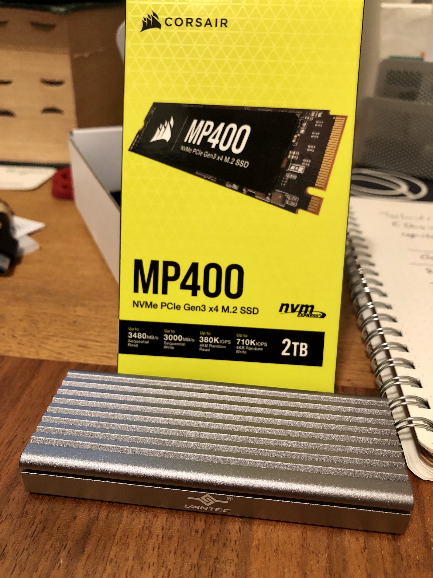 Corsair 2TB NVMe and Vantec NVMe Enclosure